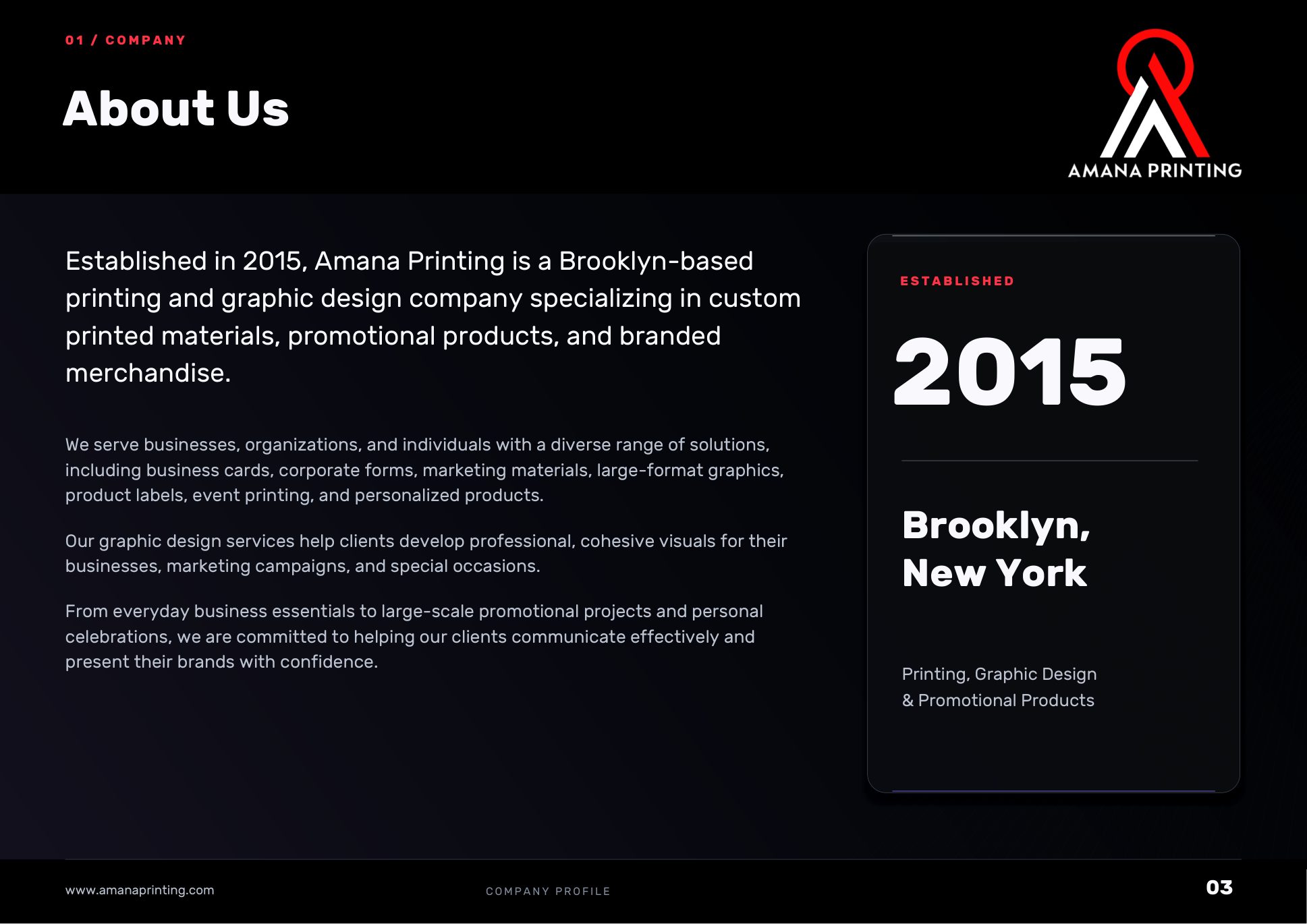 About Amana Printing
