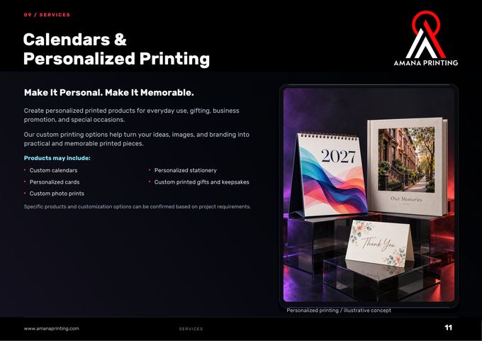Calendars & Personalized Printing — Amana Printing