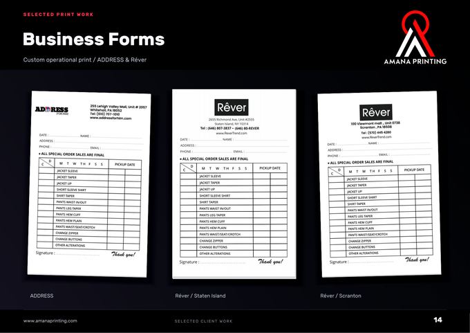 Business Forms — Amana Printing