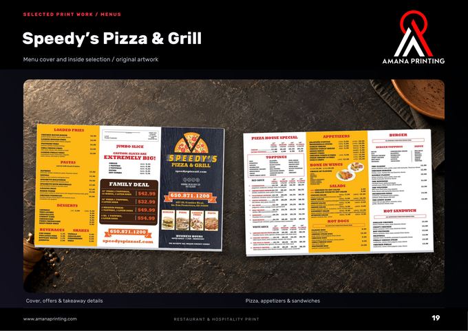 Speedy’s Pizza & Grill — Amana Printing